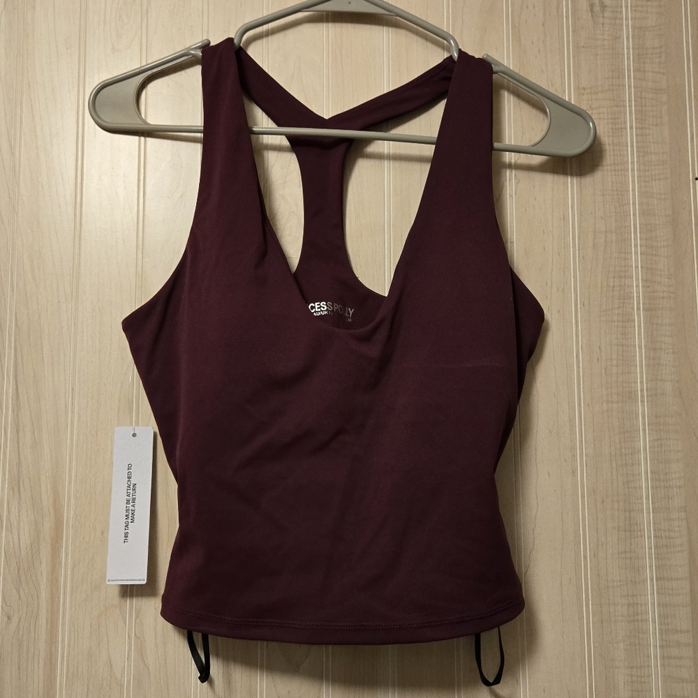 Princess Polly Burgundy Racerback Active Tank